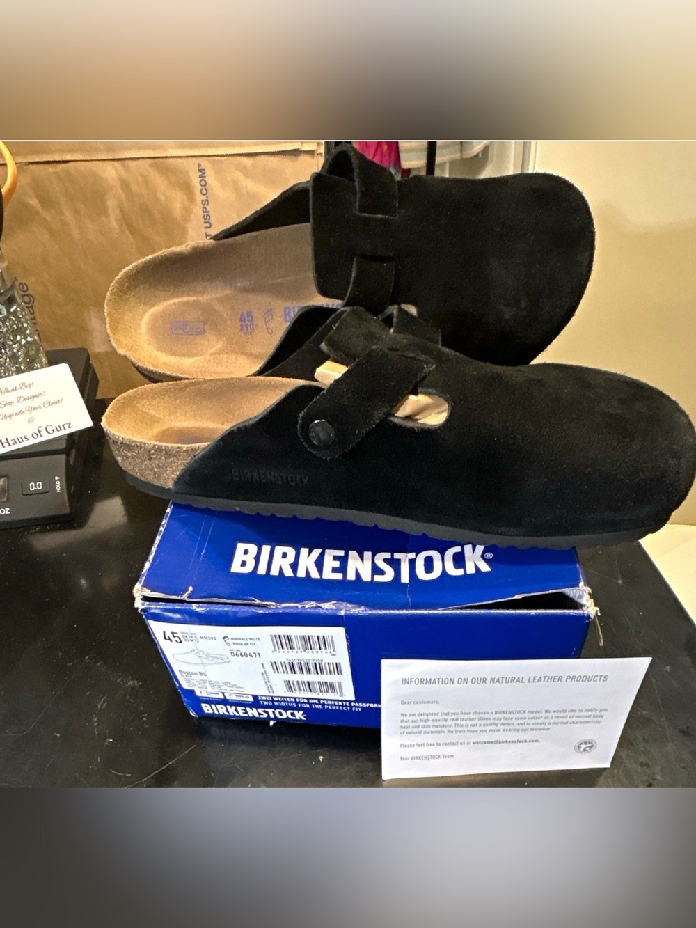 Birkenstock Boston BS Men's
Black Suede Clog Slip-On US 12
EU 45 UK 10.5 W Box!